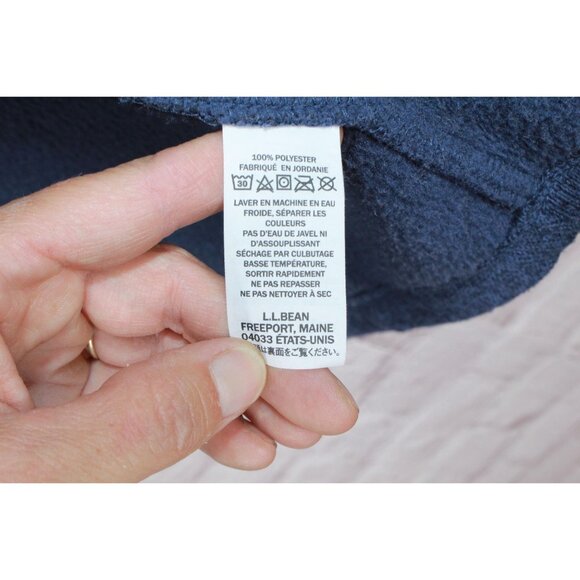 LL Bean Sweater Fleece Full Zip Jacket Smooth Rugged Bright Navy Size L - Picture 5 of 10